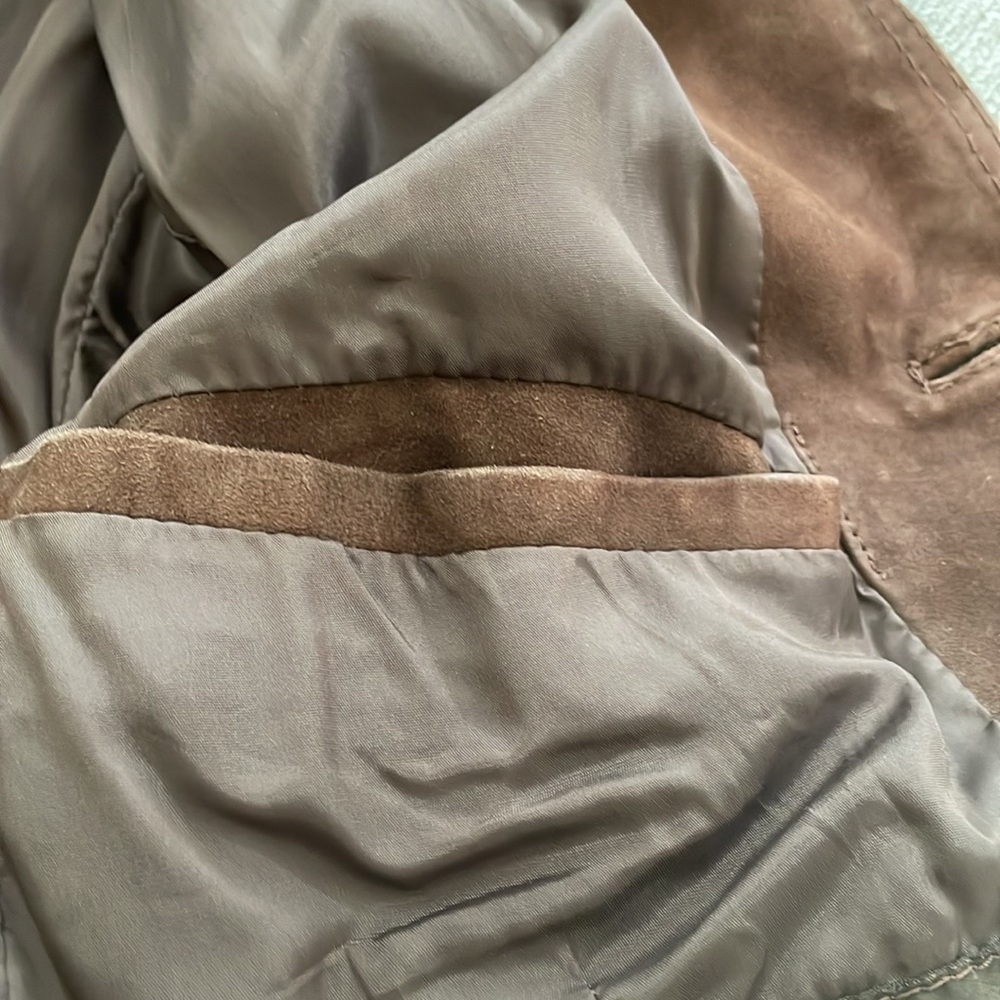 Vintage Men’s Brown Suede Leather Jacket With Belt Size M - Picture 10 of 11